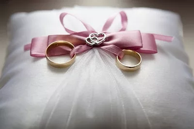 Wedding Bands on pillow